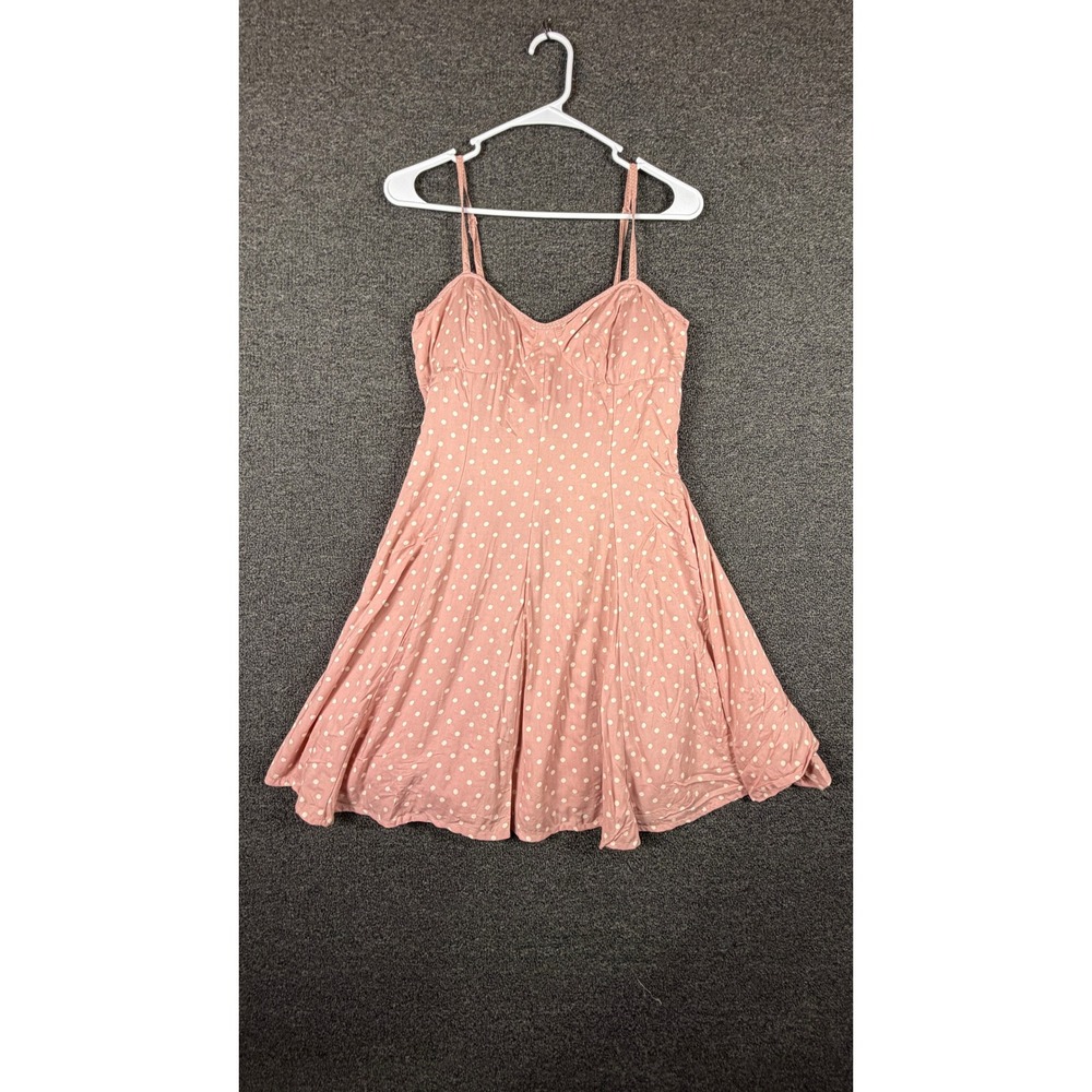 American Eagle Pink Polka Dot Fit and Flare Mini Dress Small Sweetheart Neckline